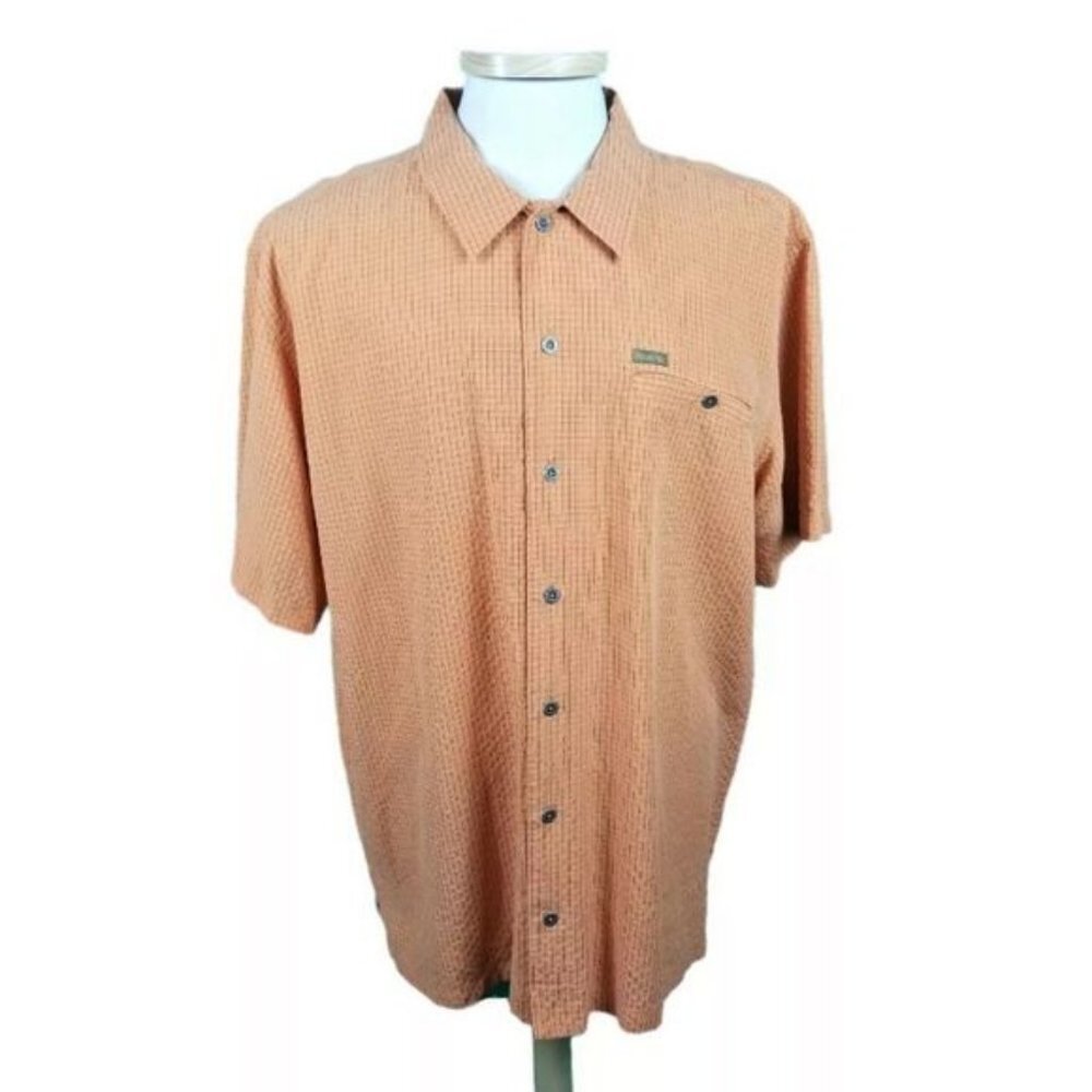 Columbia XL Orange Check Short Sleeve Hiking Shirt